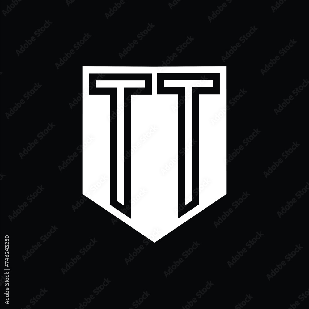 TT Letter Logo monogram shield geometric line inside shield design template TT Letter Logo monogram shield geometric line inside shield design template