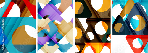 Abstract background set featuring captivating triangles. Harmonious blend of geometry and style, these designs bring modern flair