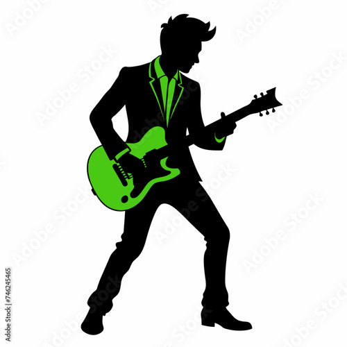 guitarist Silhouette . Isolated on white background