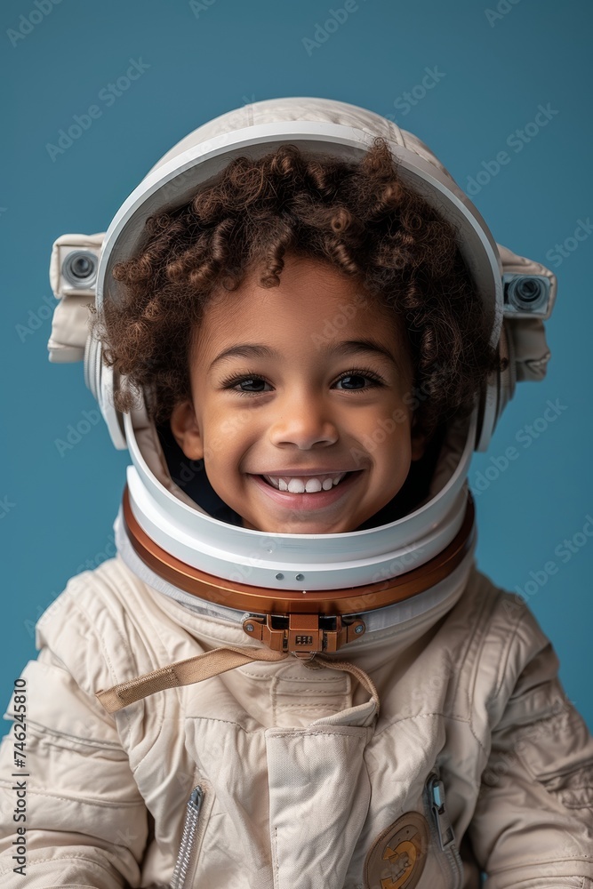 Young Mixed-race/Racially Diverse Boy in Astronaut Suit Imagining Space Adventures. Career, STEM, Opportunity Themes. Generative AI
Young Mixed-race/Racially Diverse Boy in Astronaut Suit Imagining Space Adventures. Career, STEM, Opportunity Themes. Generative AI