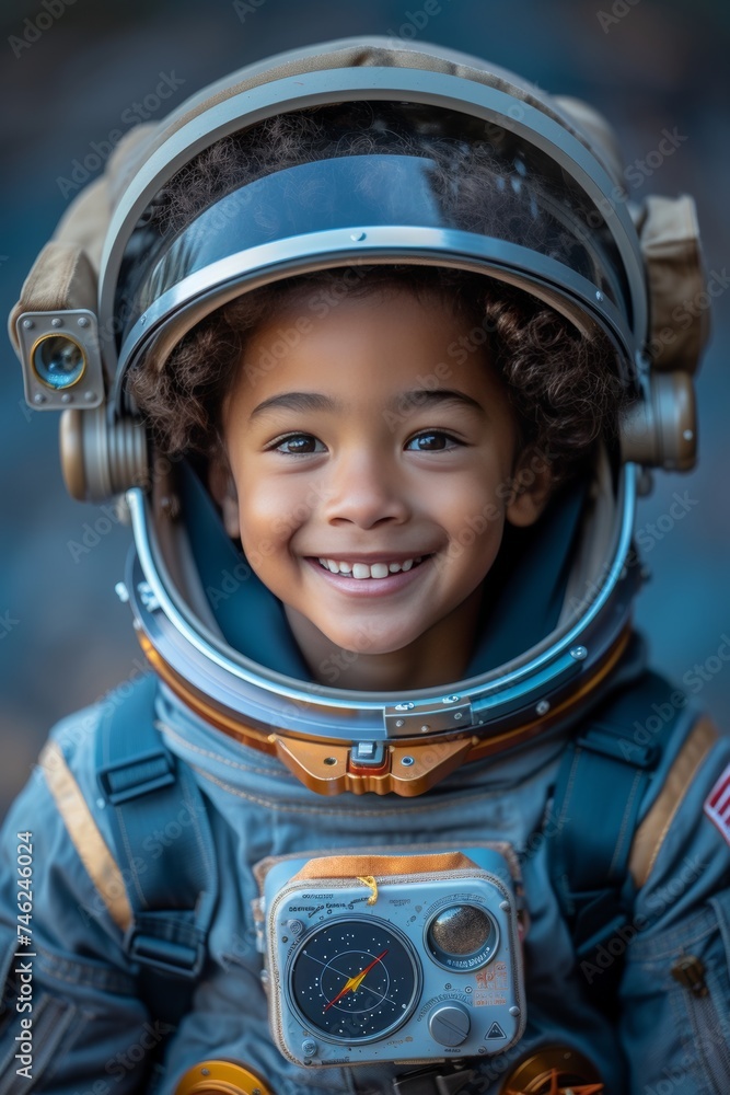 Young Mixed-race/Racially Diverse Boy in Astronaut Suit Imagining Space Adventures. Career, STEM, Opportunity Themes. Generative AI
Young Mixed-race/Racially Diverse Boy in Astronaut Suit Imagining Space Adventures. Career, STEM, Opportunity Themes. Generative AI