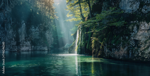 Get lost in the serenity of these nature-inspired stock images realistic photography waterfall in forest