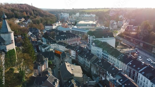 Aerial view above scenic traditional german town in Stolberg, Rhineland, cityscape. photo