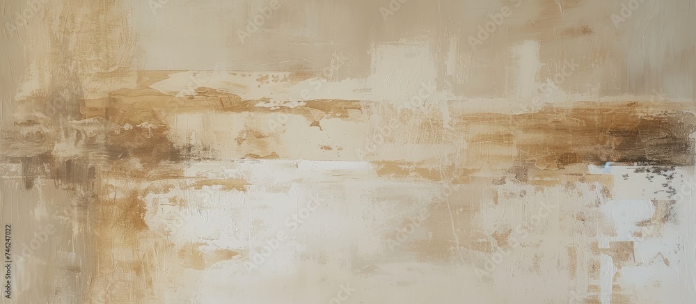 This photo showcases an abstract wall art painting featuring a combination of brown and white colors created through modern oil and acrylic brushstrokes. This photo showcases an abstract wall art painting featuring a combination of brown and white colors created through modern oil and acrylic brushstrokes.