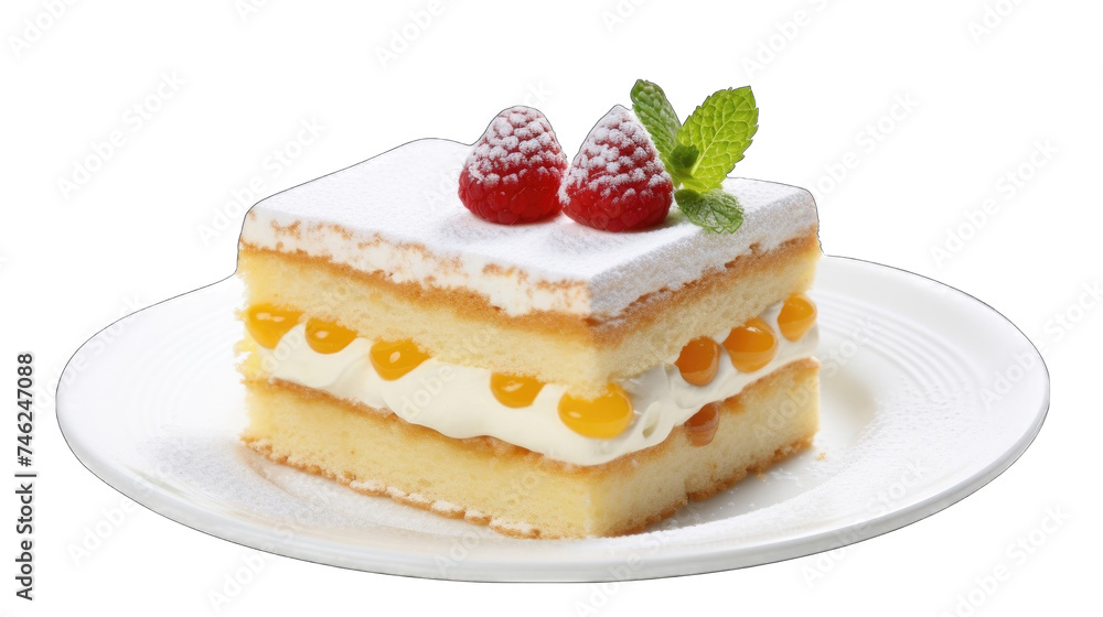 A slice of layered sponge fresh soft cake with whipped cream png A slice of layered sponge fresh soft cake with whipped cream png