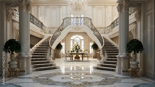 Luxury interior design entrance to a beautiful big house © Rosie