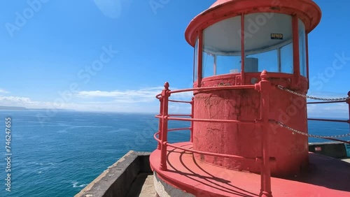 Nazare lighthouse in slow motion -  Forte de Sao Miguel Arcanjo - Portugal photo