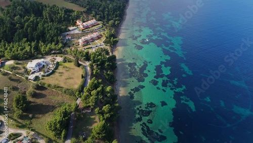 Aerial view of the amazing Paliouri Bay in Chalkidiki, Greece photo