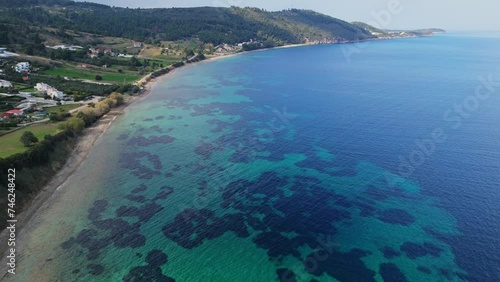 Aerial view of the amazing Paliouri Bay in Chalkidiki, Greece photo