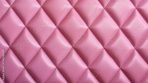 Natural leather background colored in pink and sewn in the form of rhombus