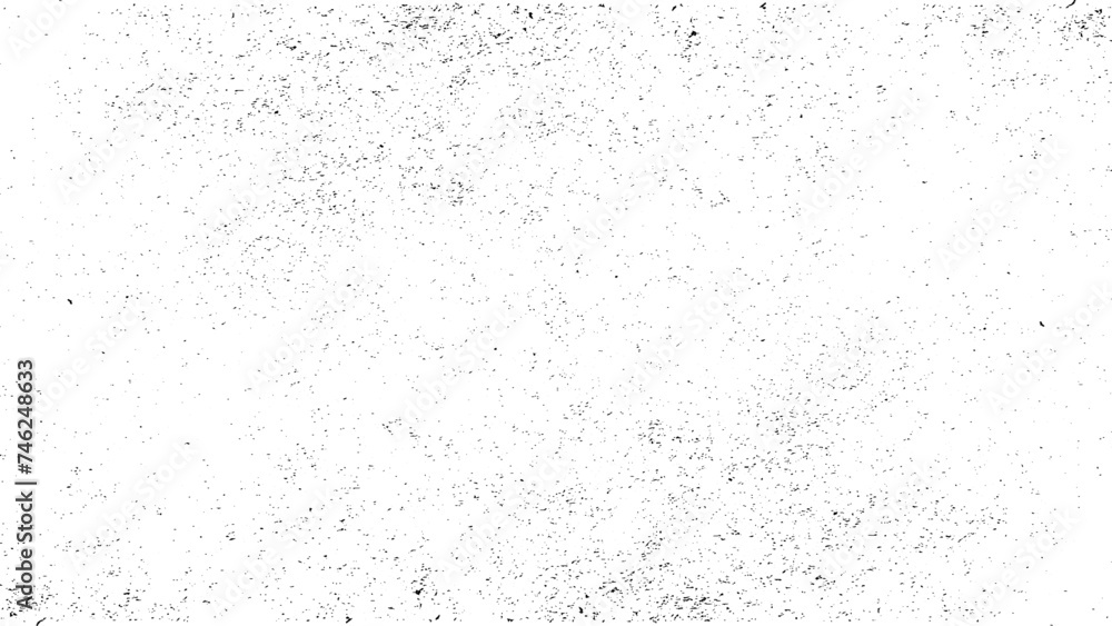 Distressed black texture. Dark grainy texture on white background. Dust overlay textured. Grain noise particles.  Rusted white effect. Grunge design elements. Vector illustration