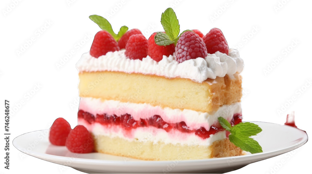 A slice of layered sponge fresh soft cake with whipped cream png A slice of layered sponge fresh soft cake with whipped cream png