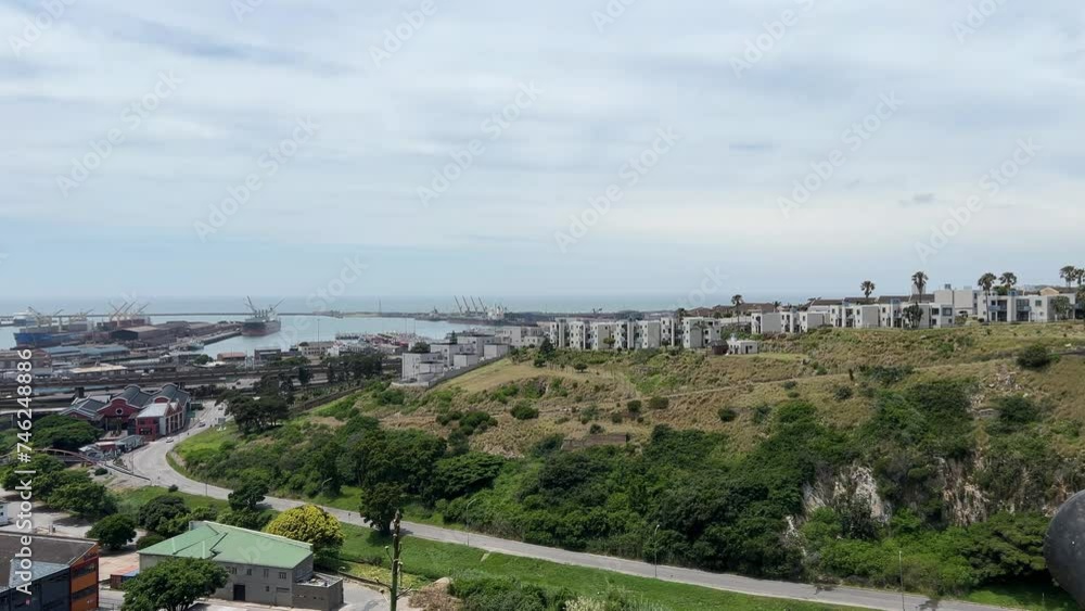 Harbor view apartments overlooking Port Elizabeth with passing freeways and roads Harbor view apartments overlooking Port Elizabeth with passing freeways and roads