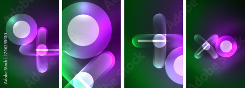 Abstract composition. Aglow in neon hues against the dark, radiating energy and allure, a captivating spectacle of vibrant luminescence