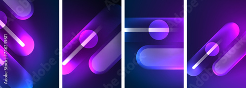 Abstract composition. Aglow in neon hues against the dark, radiating energy and allure, a captivating spectacle of vibrant luminescence