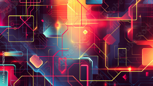 a futuristic texture background using digital elements and neon hues