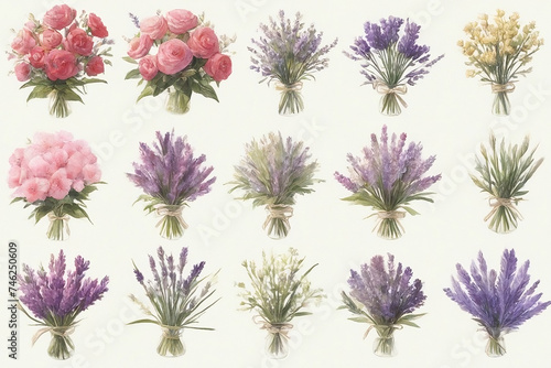 set of flowers70, collection of lavenders 