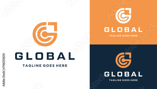Initial Letter GC CG with Pointer Arrow for Aim Target Cursor Logo Design