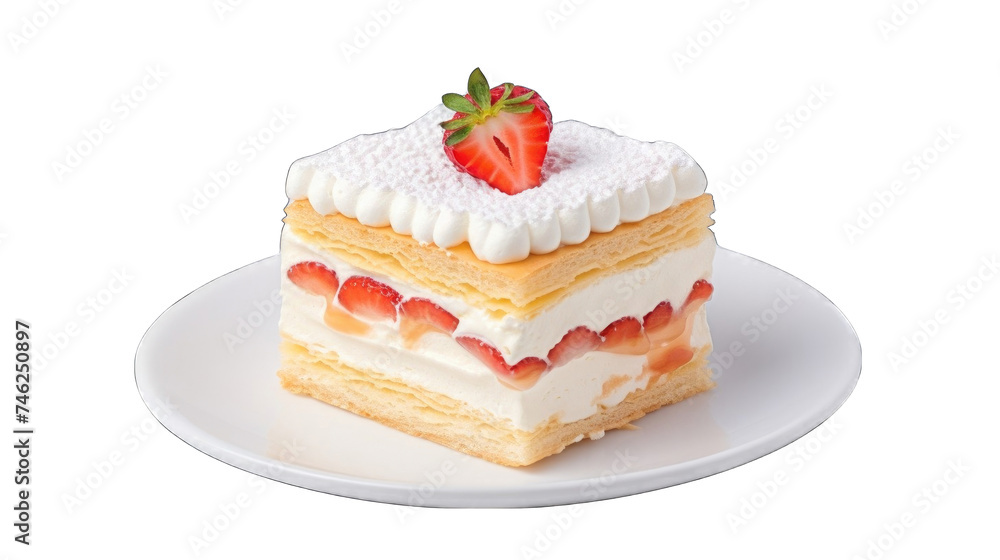 A slice of layered sponge fresh soft cake with whipped cream png A slice of layered sponge fresh soft cake with whipped cream png