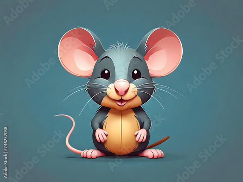 flat vector  logo of a Cute mouse-eating cheese cartoon, vector-style sleeping rat cute mascot  © ShaikhMuhammad