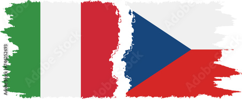 Czech and Italy grunge flags connection vector