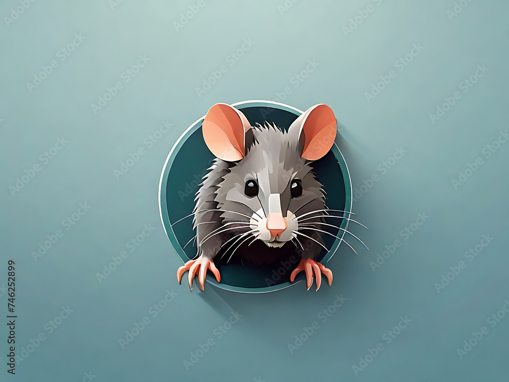flat logo of Cute mouse-eating cheese cartoon, vector style sleeping rat cute mascot flat logo of Cute mouse-eating cheese cartoon, vector style sleeping rat cute mascot