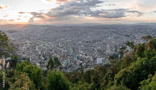 Panoramic view of Bogotá at sunset