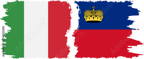 Liechtenstein and Italy grunge flags connection vector
