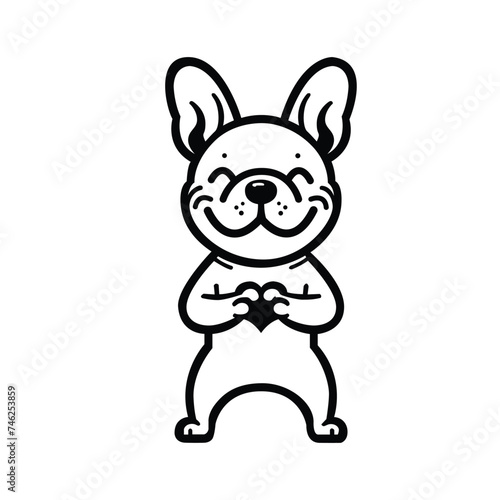 Joyful French Bulldog Heart Gesture illustration vector 