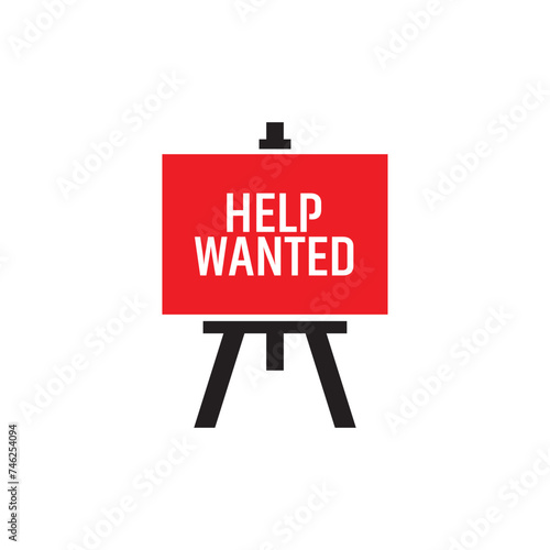 Help wanted sign on white background	
