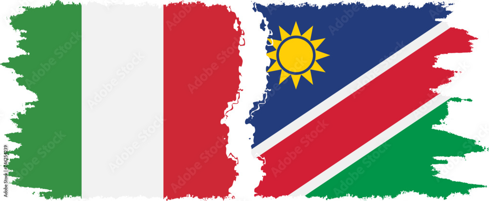 Namibia and Italy grunge flags connection vector Namibia and Italy grunge flags connection vector