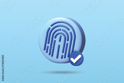 3d Biometric fingerprint identity icon vector illustration design. Security approve concept on blue background.