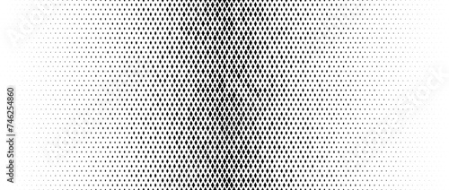 Rhombus gradient halftone texture. Diamond shape dot fading background. Abstract geometric particles vanishing gradation backdrop. Rhomb shape grunge overlay structure. Vector black white wallpaper
