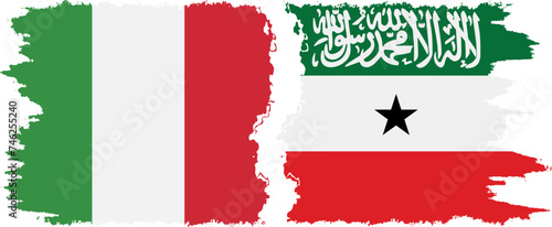 Somaliland and Italy grunge flags connection vector