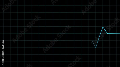 Heart rate monitor electrocardiogram beautiful blue bright glowing design looping on black background.