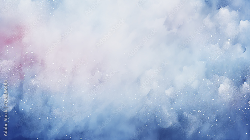 Abstract landscape in blue and white clouds, watercolor background postcard Abstract landscape in blue and white clouds, watercolor background postcard