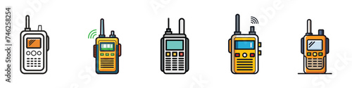 Walkie talkie icon, Walkie-talkie icon, silhouette of walkie talkie on white background, Walkie talkie outline icon. 