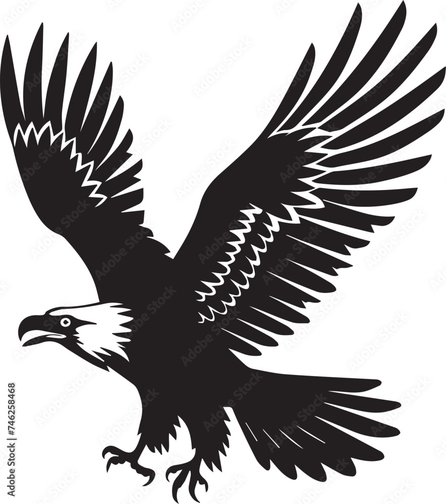 Fototapeta premium Eagle black silhouette isolated on white background 