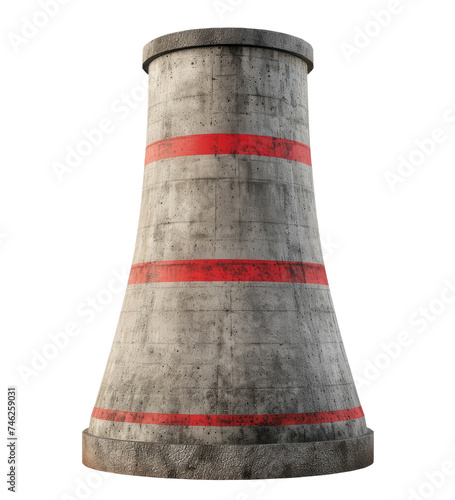 Cooling tower with red stripes isolated on transparent background