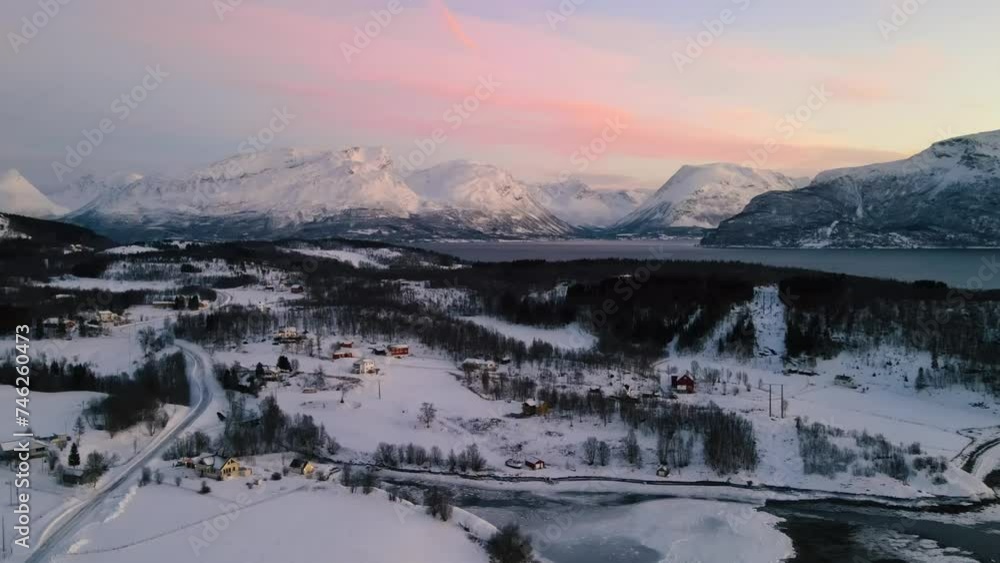 Aerial View Of Beautiful Landscape Of Lyngen Alps, Norway