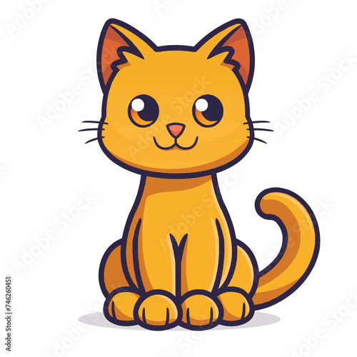 Cat icon, color cat vector color illustration kitty cartoon design, bold outline