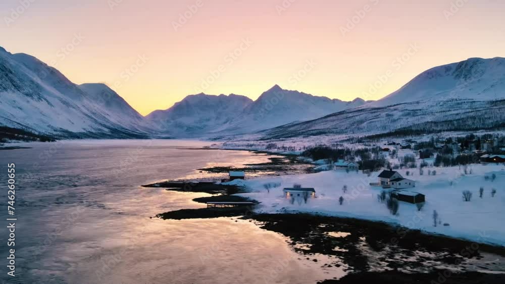 Aerial View Of Beautiful Landscape Of Lyngen Alps, Norway