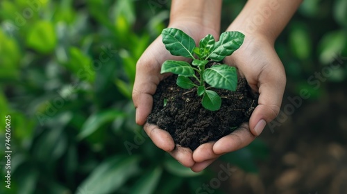 New Beginnings - Hands cradle a young plant in soil, symbolizing growth and care.