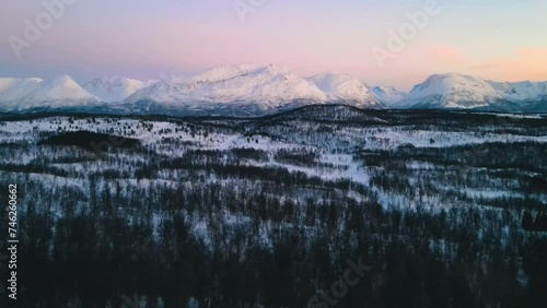 Aerial View Of Beautiful Landscape Of Lyngen Alps, Norway