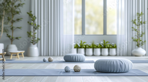 Embracing Tranquility: Modern Minimalist Meditation Space with Natural Light, Indoor Plants, and Zen Decor