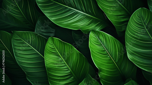 green leaf nature background. clossed up palm leaf background