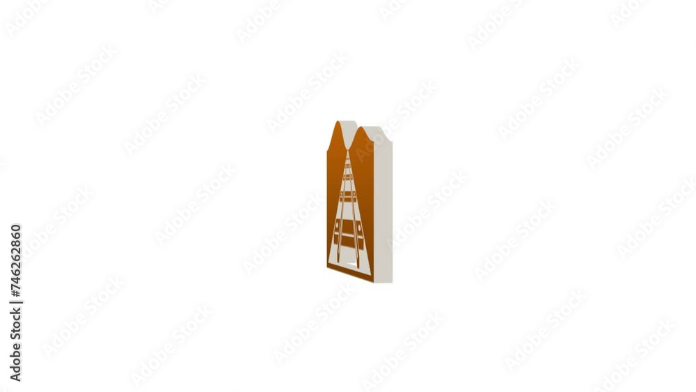 Loopable brown color 3d railway track icon rotating animation white background Loopable brown color 3d railway track icon rotating animation white background