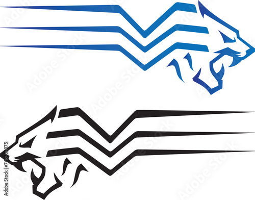 Automotive art geometric stripe sticker. Truck or car or vehicle abstract stripes. Tiger icon figure.