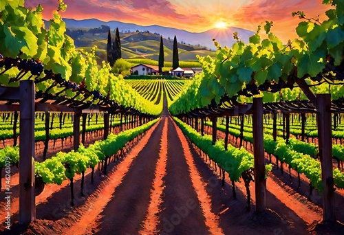 Napa Valley Vineyards Spring Sunset