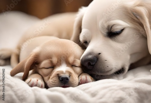 new born puppy safety sleep with mother